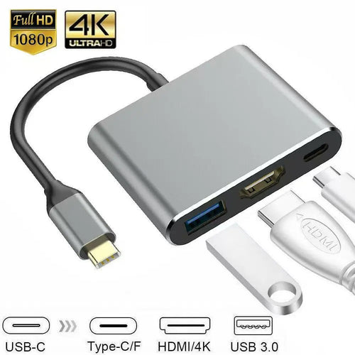 3-in-1 USB-C Hub – 100W PD Charging, 4K HDMI & USB 3.0